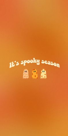 it's spooky season wallpaper with three cartoon characters on orange background