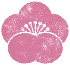 a pink flower with white flowers on the center and four petals at the top, in front of a white background