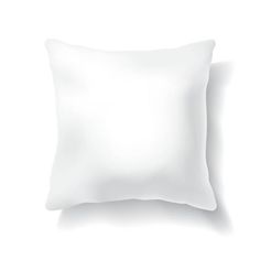 a white pillow on a white background with the shadow of it's back end