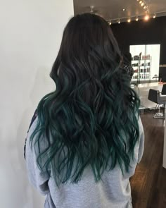 Dark Green Hair, Highlights Ideas, Balayage Color, Blue Highlights, Wacky Hair, Ombré Hair, Hair Color For Women, Hair Color Highlights, Hair Treatments