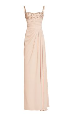 Beaded Draped Cady Dress by ZUHAIR MURAD for Preorder on Moda Operandi Gown Dress, Moda Operandi Dress, Prom Dress Inspo, Lehenga Designs Simple, Unique Prom Dresses, Prom Dress Inspiration, Fashion Design Clothes