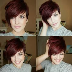 Cute Easy Hairstyles, Easy Hairstyles For Short Hair, Curly Pixie Haircuts, Funky Short Hair, Short Red Hair, Pixie Cut With Bangs, Asymmetrical Pixie, Curly Pixie Cuts, Funky Hairstyles