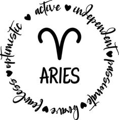 the zodiac sign for aries is surrounded by hearts