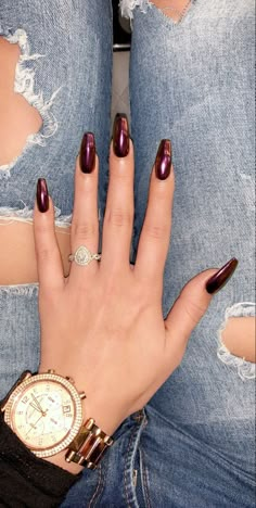 Red Purple Chrome Nails, Wine Nails Chrome, Burgundy Nails Crome, Plum Nails With Chrome, Chrome Plum Nails, Dark Red Metallic Nails, Fall Nails 2023 Purple, Coffin Dip Nail Ideas, Burgundy Metallic Nails