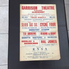 an old concert program is on display