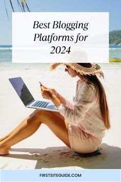 woman sitting on a beach with her laptop looking up the best blogging platforms Blogging Topics, Free Blog Sites, Blogging Platforms, Blog Strategy, Creating Content, Africa Art, Blog Topics