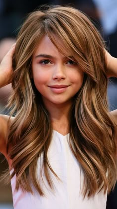 Haircut For 10 Year Girl, Girls Layered Haircut Kids Long Hair, Kids Long Haircut, Autumn Bangs, Girls Long Haircut Kids, Girls Long Haircut, Preteen Haircuts For Girls