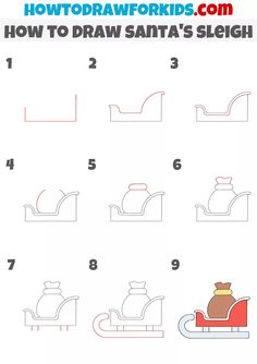 how to draw santa's sleigh step by step instructions for kids and adults