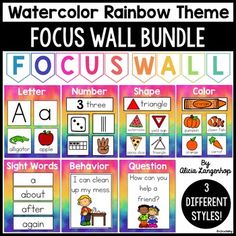 a poster with the words focus wall bundle for kids to learn how to write and draw