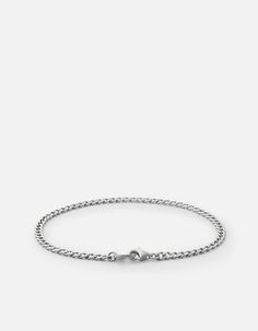 The 3mm Annex Cuban Chain Bracelet for men is made using matte sterling silver Cuban links fastened to a hardware inspired lobster clasp closure.[tab]Specifications[/tab]Base Metal: Matte Sterling SilverPlating: Rhodium Dimensions: S: 6 3/4 in. M: 7 1/4 in. L: 7 3/4 in.Clasp Size: L: 3/8 in. x W: 1/8 in.Gauge: 3mm Mens Bracelet Designs, Mens Designer Jewelry, Cuban Chain Bracelet, Polished Man, Mens Chain Bracelet, Men's Bracelets, Cuff Watch, Figaro Chain, Wrist Cuffs