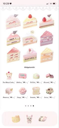 an iphone screenshot showing different types of cakes