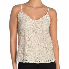 Socialite Ivory Fully Lined Lace Camisole Size:S New With Tags Leopard Cami, Leopard Print Cami, Black Cami Top, Lace Trim Cami, Womens Camisoles, White Cami, Floral Cami, Lace Camisole, Black Camis