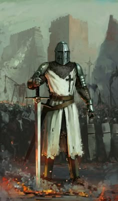 Dark Fantasy Knight, Fantasy Knight, Templar Knights, Crusader Knight, Knight Art, Knight Armor, Kingdom Of Heaven, Medieval Knight, Tattoos Designs