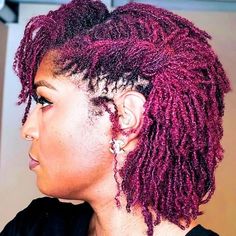 Burgundy short locs Dyed Microlocs Black Women, Colored Microlocs Black Women, Root Locs, Dyed Locs Hairstyles, Sister Locs Styles Short, Sisterlocs Hairstyles For Women, Micro Loc Styles