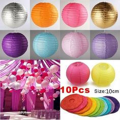 various colors of paper lanterns hanging from the ceiling