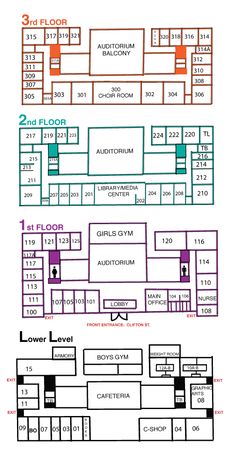 the floor plan for an apartment building with three floors and four levels, including two rooms