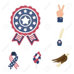 an american flag ribbon and other patriotic items stock photo - 777982