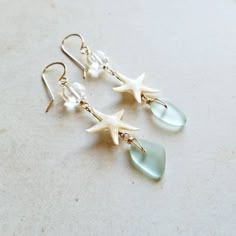 Starfish Jewelry, Sea Jewelry, Beach Earrings, Starfish Earrings, Seashell Jewelry, Sea Glass Earrings, Shell Jewelry, Sea Glass Jewelry, Glass Earrings