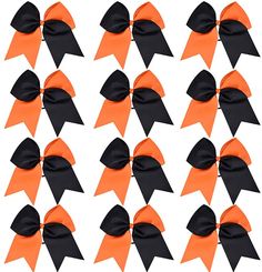 Amazon.com: DEEKA 12PCS 8" Two Toned Large Cheer Hair Bows Ponytail Holder Handmade for Teen Girls Softball Cheerleader Sports-Orange/Black: Clothing Cheer Hair Bows, Bow Ponytail, Cheer Hair, Girls Softball, Cheer Bow, Black Clothing, Elastic Hair Ties, Cheer Bows