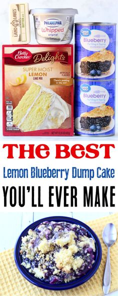 the best lemon blueberry dump cake you'll ever make with just 3 ingredients