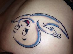 the stomach has a cartoon character drawn on it