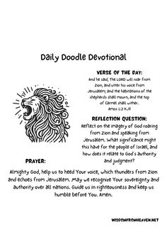 a poster with an image of a lion's head and the words daily doodle devotat