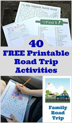 free printable road trip activities for kids to do on the road with their family