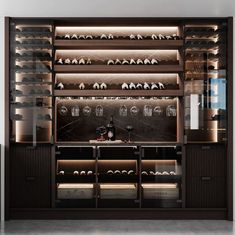 a wine cellar with many bottles in it