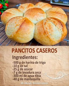 cocina facil | PANCITOS CASEROS SUAVES Y DORADOS 😋 | Facebook Bread Recipes Homemade, Bread Recipes, Homemade Recipes, Bread