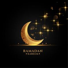 rama kareem greeting card with golden crescent and stars