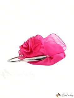 BirdinBag - Glamorous Satin Flower Decor Bag - Perfect for Party, with Top Handle and Chain Summer Party Bag With Detachable Strap, Summer Party Bags With Detachable Strap, Elegant Spring Gift Clutch, Summer Party Shoulder Bag With Detachable Strap, Elegant Clutch As Fashion Accessory For Spring, Elegant Spring Fashion Accessory Clutch, Spring Party Pouch Shoulder Bag, Pink Bags With Detachable Strap For Events, Pink Bag With Detachable Handle For Events