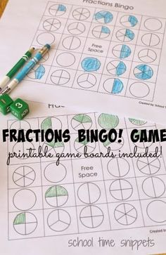 two printable games for fractions and numbers