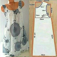 a woman's dress is shown with measurements for the top and bottom part of it