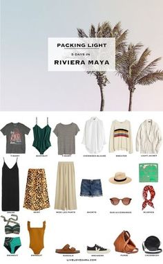 the packing list for riviera may's travel guide includes clothing, shoes and accessories