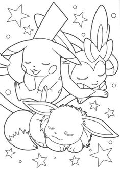 pokemon coloring pages for kids to print out and color with the characters in their respective pictures