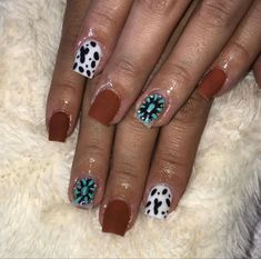 Punchy Nails, Boho Nails, Country Nails, Turquoise Nails, Cow Nails