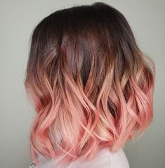 Ombre Hair Ideas, Pink Ombre Hair, Short Ombre, Short Ombre Hair, Peach Hair, Hair Color Streaks, Ombré Hair, Short Hair Balayage, Short Hair Color