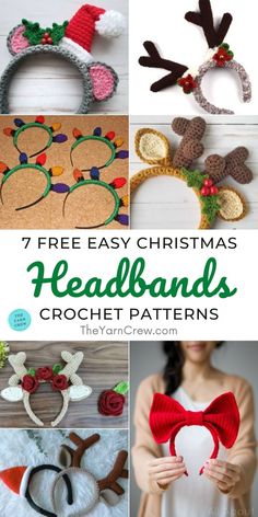 crochet christmas headbands with text overlay