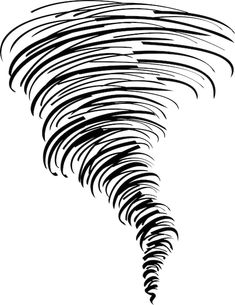 a black and white image of a tornado shaped object with long, wavy lines coming out of it