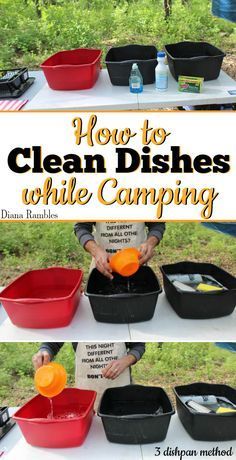 how to clean dishes while camping with the help of a disposable container