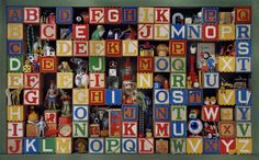 the letters and numbers are made out of wooden blocks