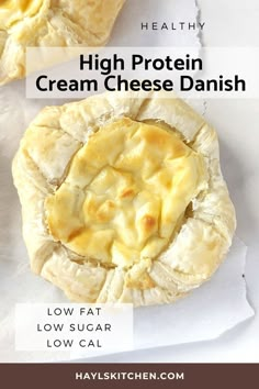 Perfect Healthy Cream Cheese Danish recipe that’s flaky and cheesy! Low calorie and low fat cheese danish pastry uses reduced fat cream cheese, Greek yogurt and protein powder for the filling! Yogurt And Protein Powder, Low Calorie Cheese, Cream Cheese Danish Recipe, Healthy Cream Cheese, Cheese Danish Recipe, Danish Recipe, Healthy Cheese, High Protein Desserts, Low Calorie Breakfast