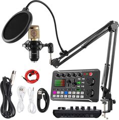 SINWE Podcast Microphone Bundle, BM-800 Condenser Mic with Live Sound Card Kit, Podcast Equipment Bundle with voice changer and Mixer functions for PC Smartphone Studio Recording & Broadcasting Podcast Equipment, Podcast Microphone, Recording Studio Equipment, Professional Recording Studio, Softbox Lighting, Recording Music, Voice Changer, Live Sound, Xbox Console