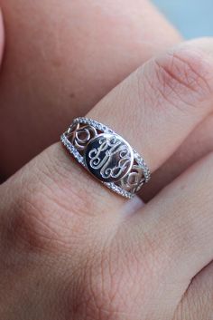 Monogram Rings Silver, Monogram Rings, Rings For Ladies, Inexpensive Diy Gifts, Stackable Name Rings, Dreamy Jewelry, Bling Bling Jewelry, Initial Rings, Ring Initial