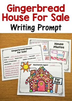 gingerbread house for sale writing project with pictures on it and the text gingerbread house for