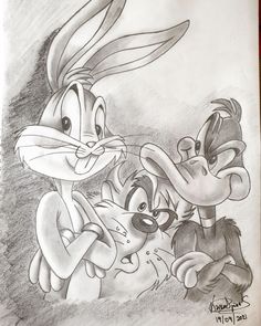 an image of bugs and pluto from the lorax animated cartoon character series drawn in pencil