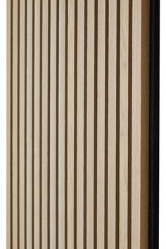 the vertical blinds are made from wood and have horizontal slats on them, along with black trim