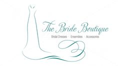 the bridal boutique logo is shown on a white background with blue lettering and a woman's legs