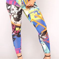 Listed As The Editorial Blazer Set On The Fashion Nova Website. These Leggings Originally Came With A Blazer. I’ve Decided To Keep The Blazer. These Leggings Are Sold Out On Their Website, And Are Extremely Rare And Hard To Find. These Leggings Are Not Lined And Are More On The Thinner Side. The Graphics Are Slightly Different Than The Stock Photo. Multicolored. Printed Graphics. Such A Statement Piece! Made With Soft And Stretchy Fabric. New Without Tags (Nwot). Unpackaged But Brand New. These Multicolor Graphic Print Pants For Spring, Trendy Multicolor Printed Pants, Multicolor Graphic Print Pants For Summer, Fitted Multicolor Graphic Print Bottoms, Casual Blue Bottoms With Vibrant Print, Fitted Multicolor Bottoms With Graphic Print, Summer Graphic Print Multicolor Pants, Trendy Multicolor Printed Bottoms, Spring Multicolor Abstract Print Bottoms