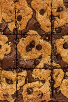 chocolate chip cookies arranged in squares on top of each other